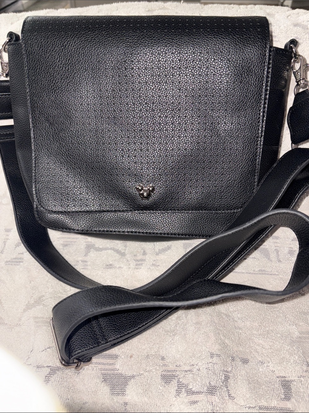 Disney pintrader Black Pebbled  Crossbody Bag